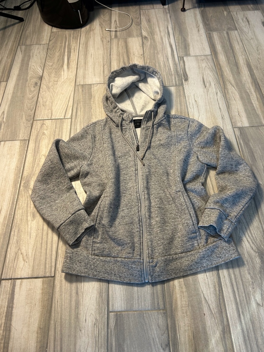 Figs Full Zip Gray Heather Hoodie Shift Utility Workwear Sweater Medium